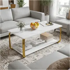HOMER DESIGN - Mesa De Centro Moderna Minimalista 2 Niveles 100x48x43