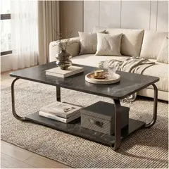 HOMER DESIGN - Mesa De Centro Moderna Minimalista 2 Niveles 100x48x43