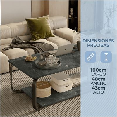 Imagen 2 del producto Mesa De Centro Moderna Minimalista 2 Niveles 100x48x43