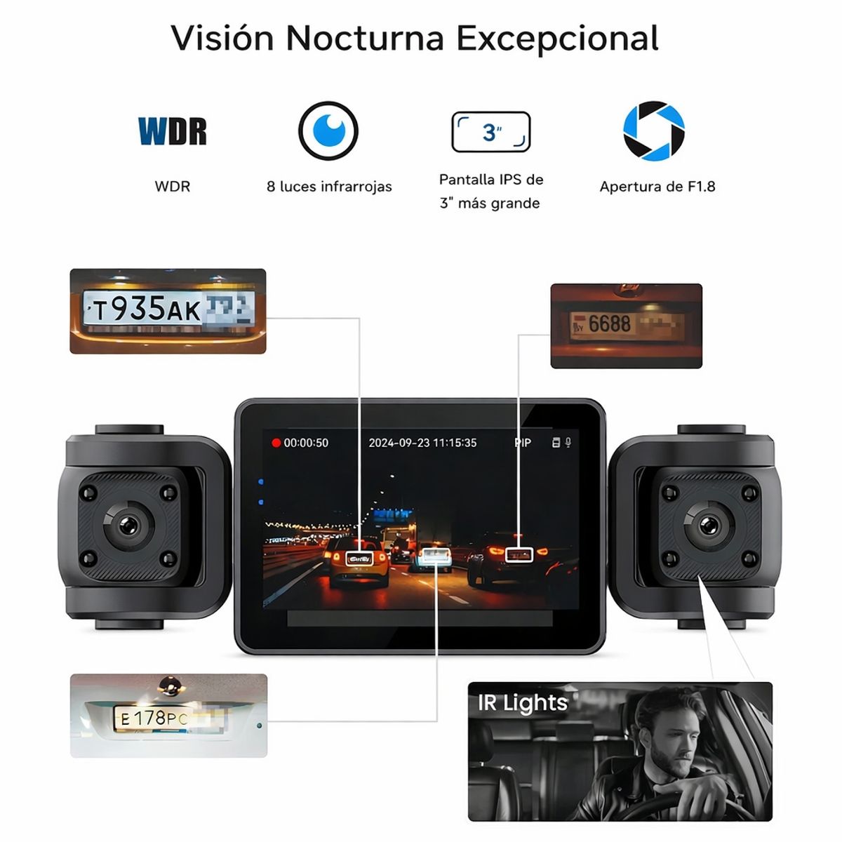 GENERICO - Cámara Dashcam para Auto con Visión Nocturna y Seguridad HD
