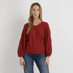 O'NEILL - POLERA MANGA LARGA BRAYTON ROJO OSCURO