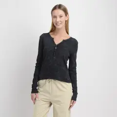 O'NEILL - POLERA MANGA LARGA KEELY NEGRO