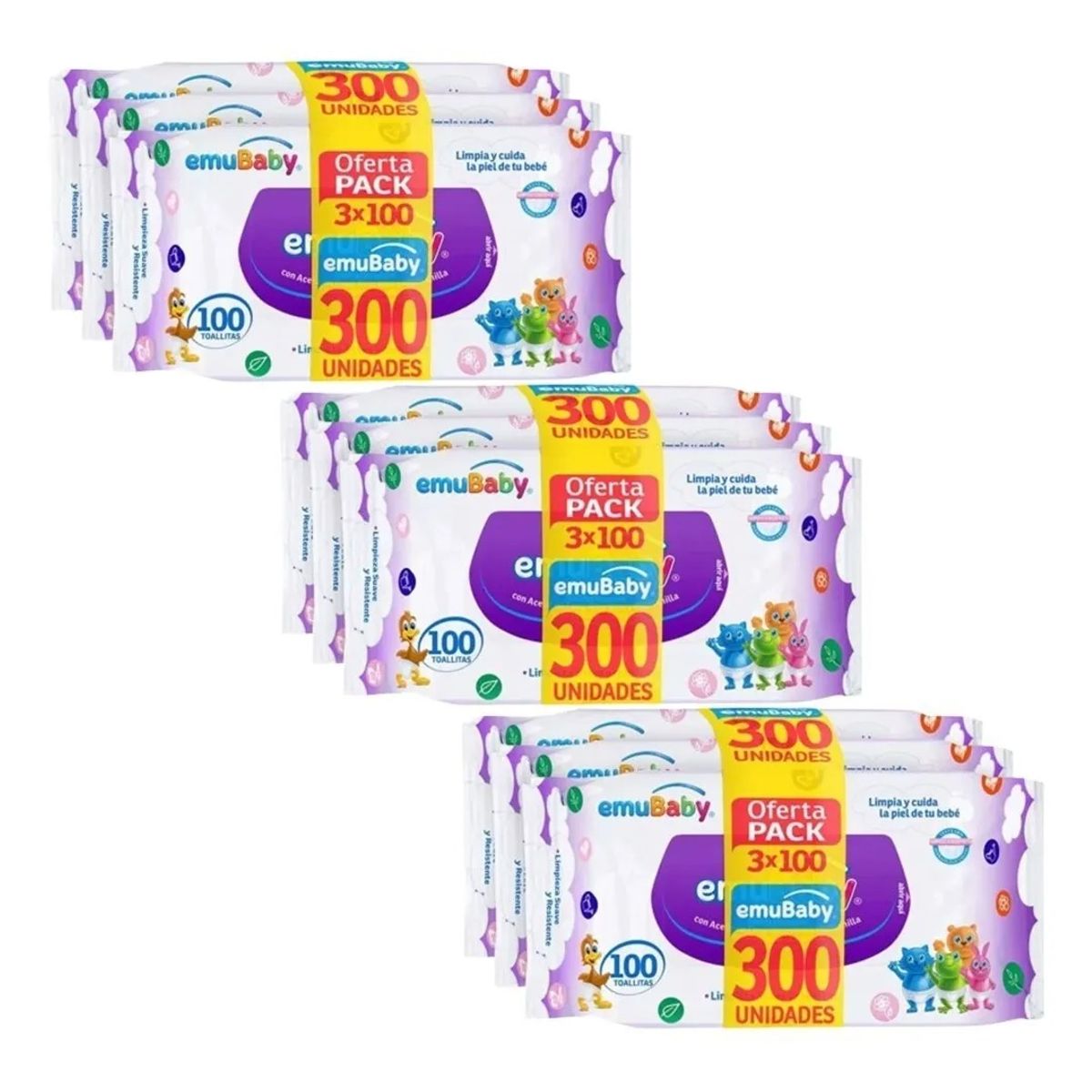 EMUBABY - Pack - Toallas Húmedas - Emubaby Tripack - 900 Unidades