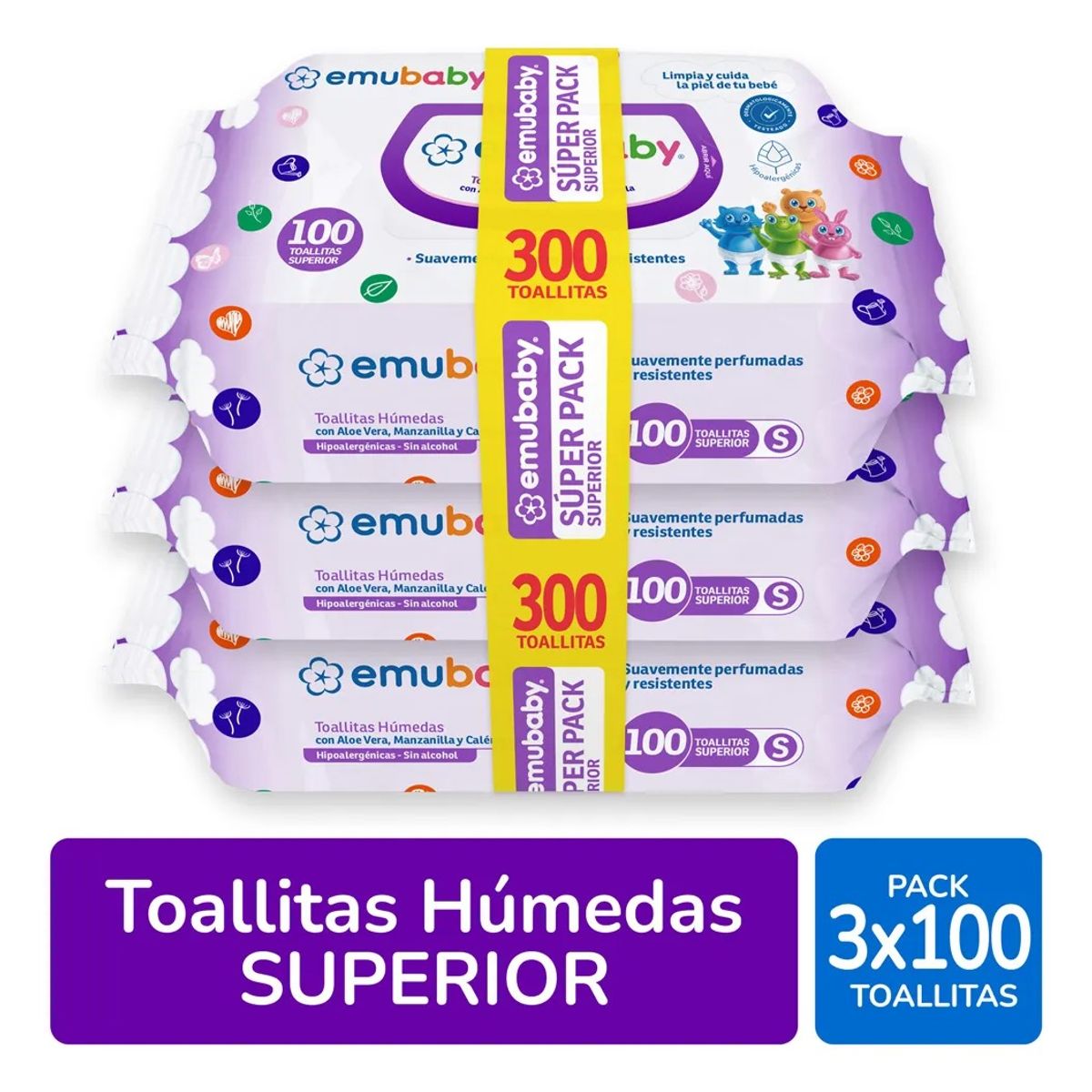 EMUBABY - Pack - Toallas Húmedas - Emubaby Tripack - 900 Unidades