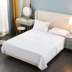 BJ HOGAR - Sábanas 2 Plazas 200 Hilos Plata 4 Piezas Incluye 2 Fundas 150x200x27cm blanco