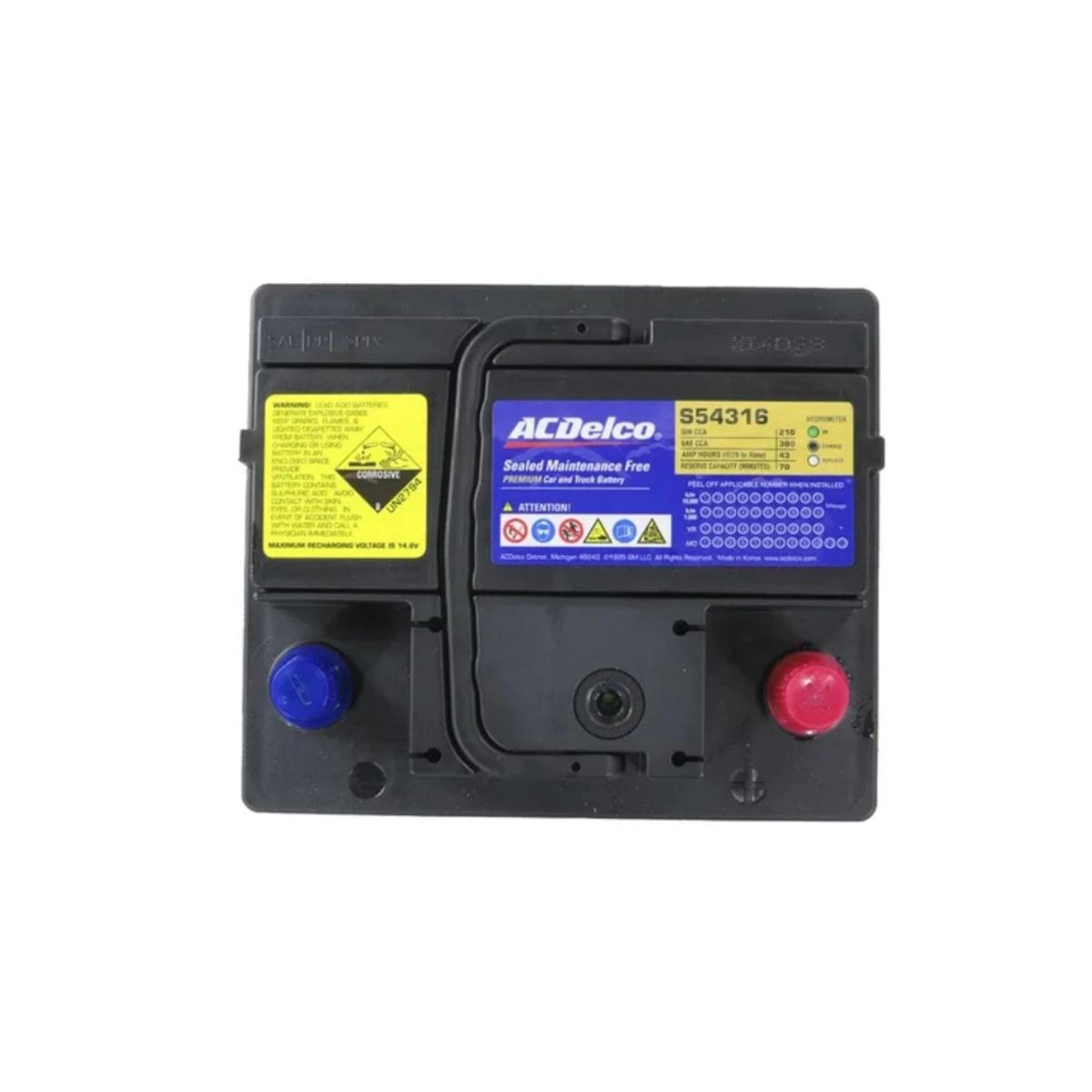 GENERICO - Bateria de Auto 43AH Positivo Derehco 380CCA S54316