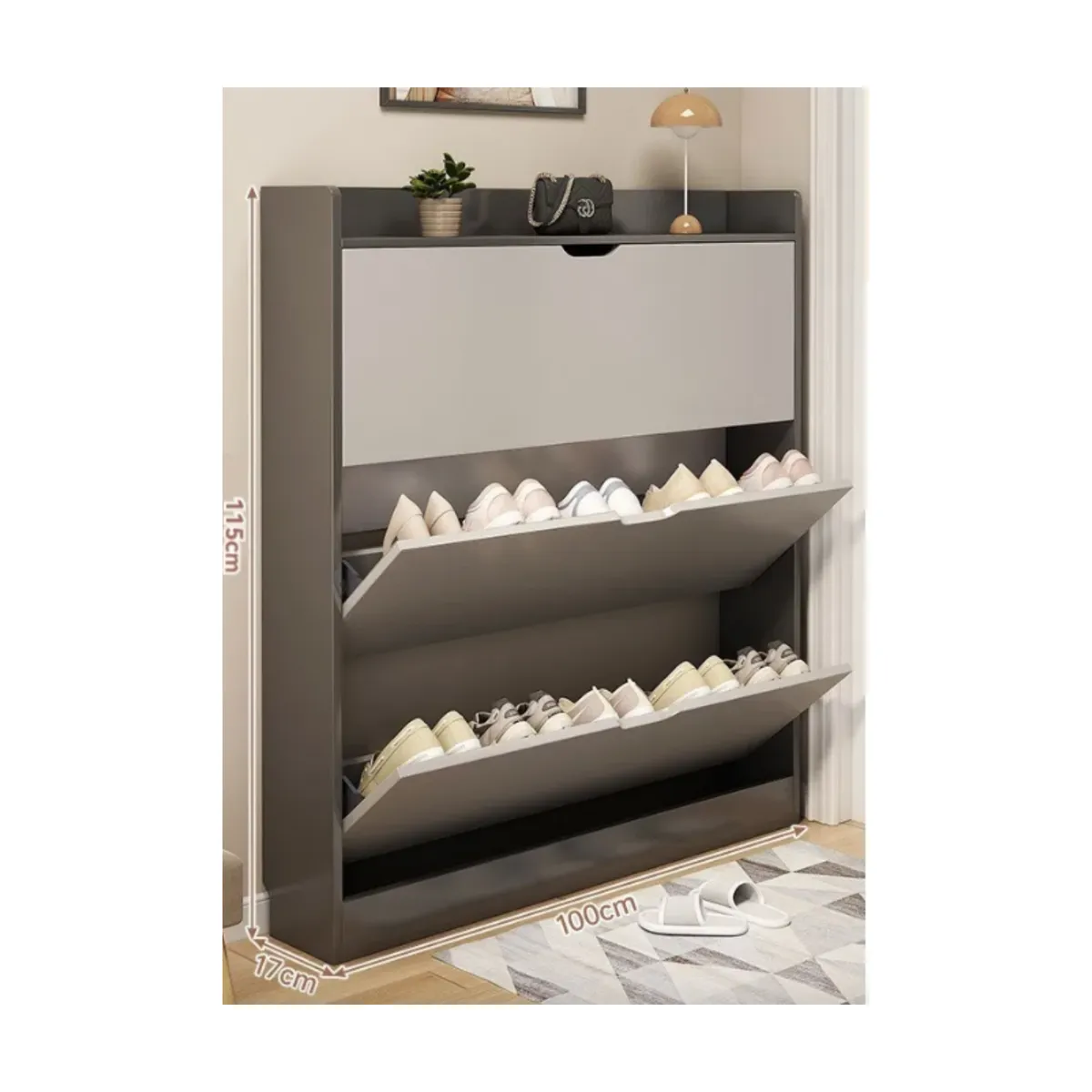 GENERICO - Zapatero Organizador De Entrada Moderno Color Gris