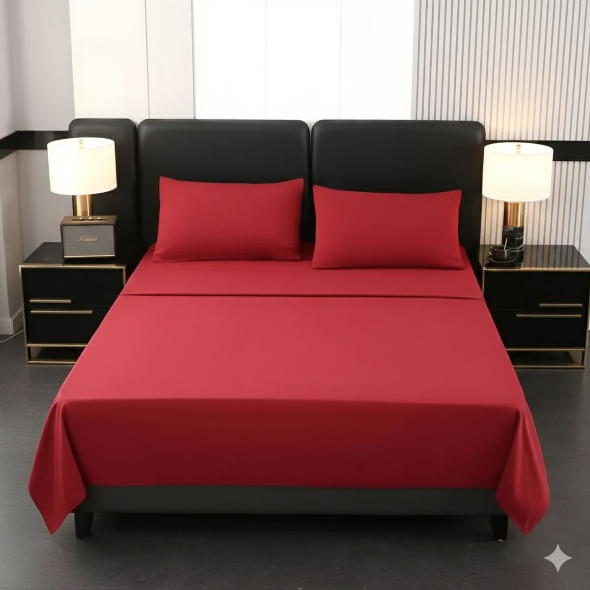 BJ HOGAR - Sábanas 2 Plazas BJ Hogar 200 Hilos Plata 4 Piezas Incluye 2 Fundas 150x200x27cm