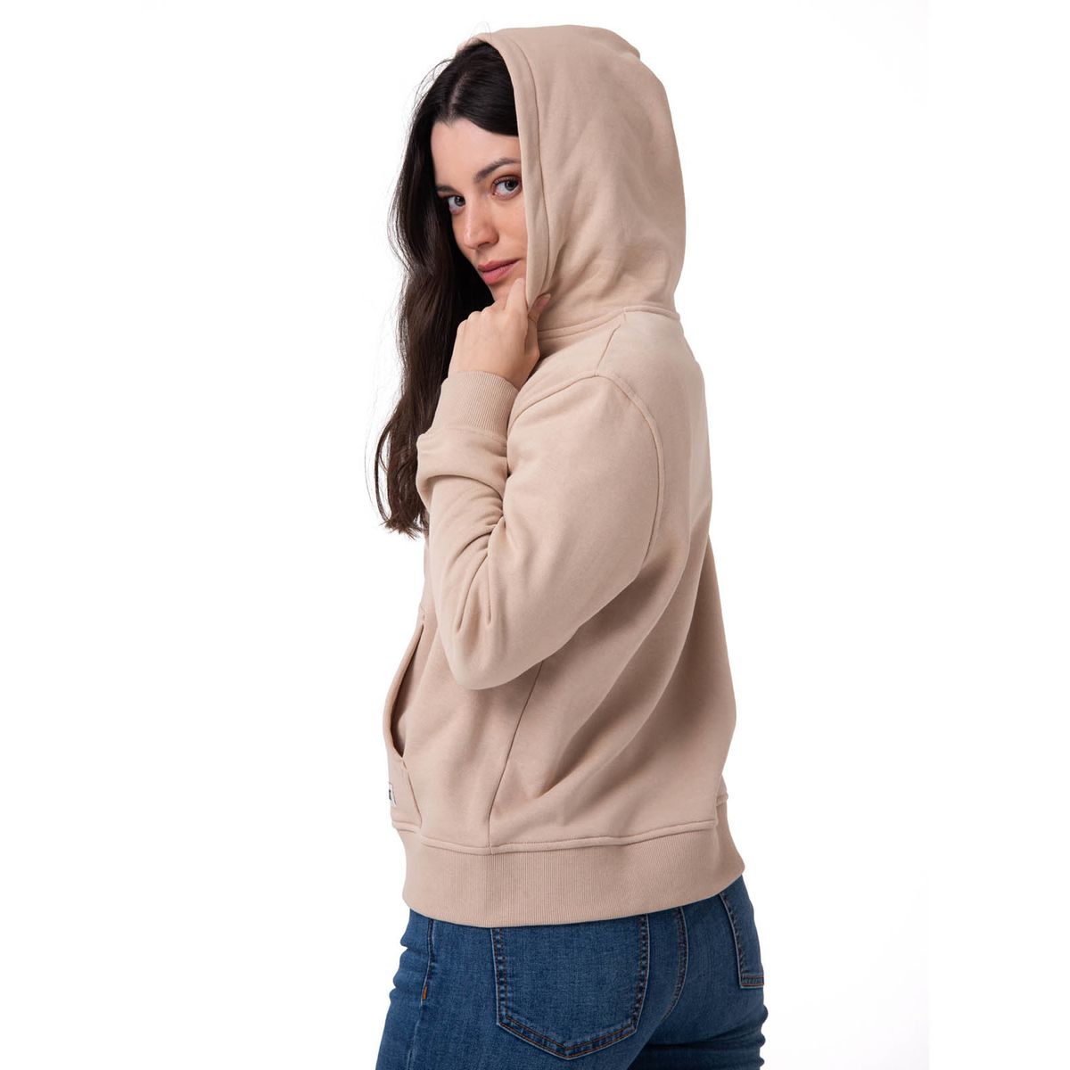 CAT - Polerón Mujer Patch Full Zip Beige CAT