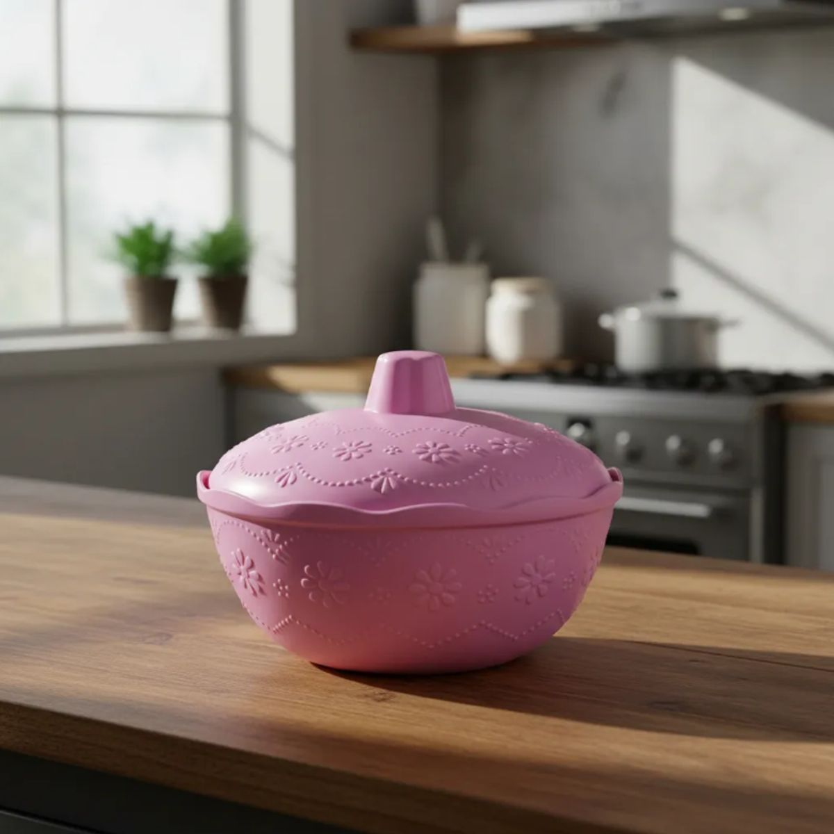 GENERICO - Bowl Plástico Con Tapa Diseño 20cm
