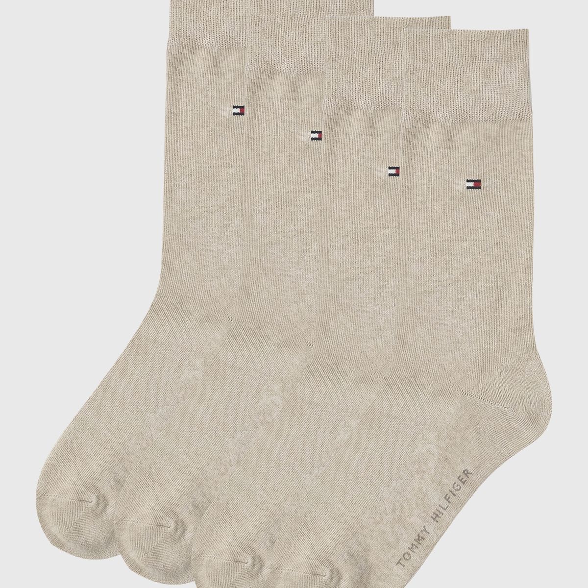 TOMMY HILFIGER - Pack De 2 Pares Calcetines Con Logo Beige Tommy Hilfiger