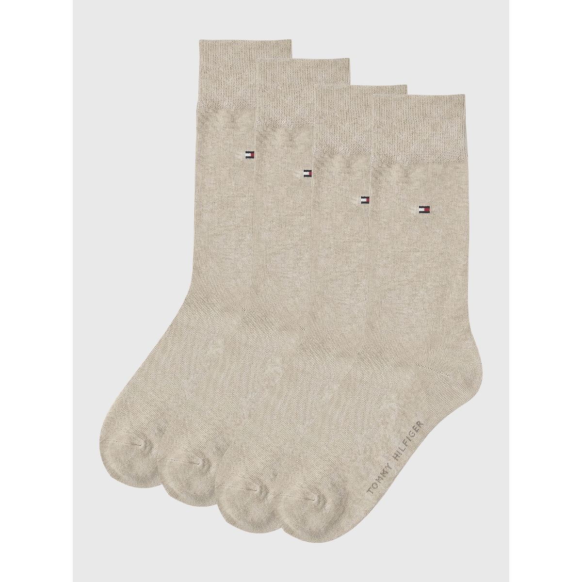 TOMMY HILFIGER - Pack De 2 Pares Calcetines Con Logo Beige Tommy Hilfiger