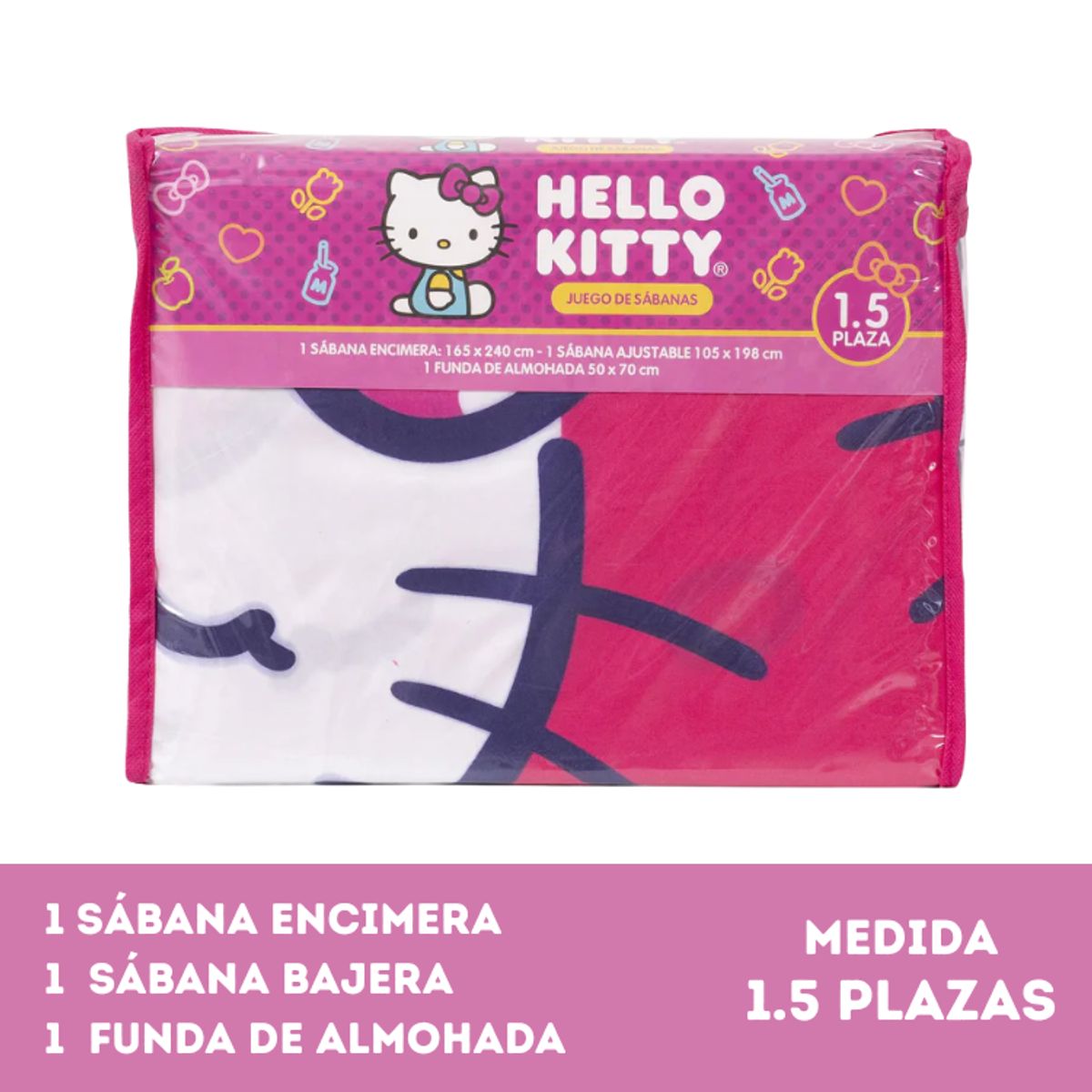 MASHINI - Juego Sábanas Mashini Hello Kitty 1.5 Plazas Microfibra
