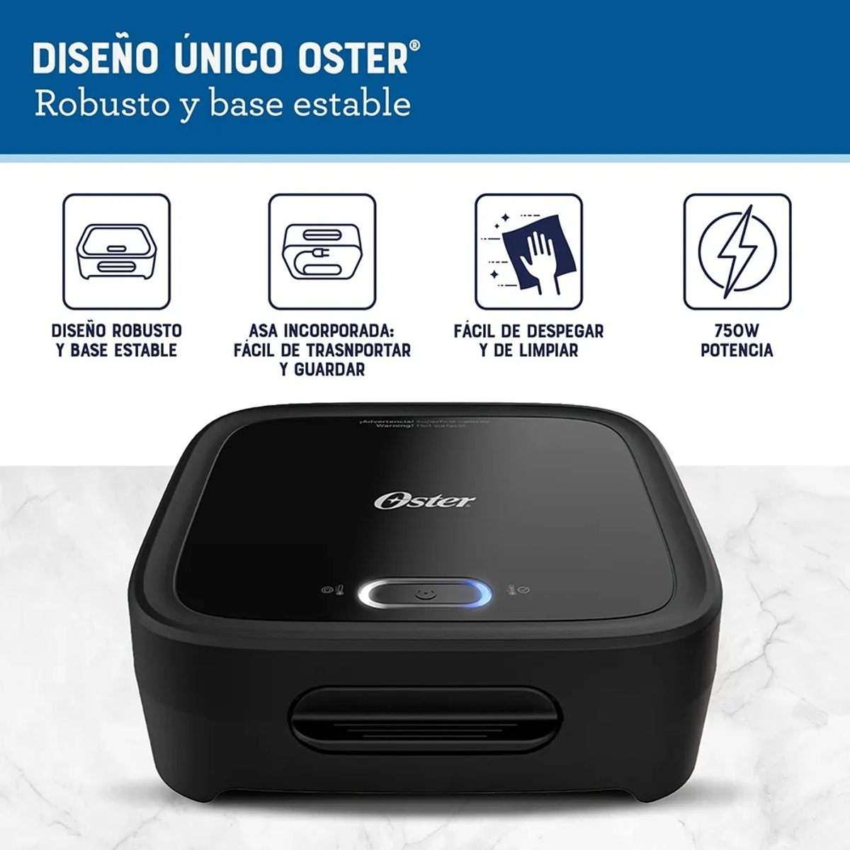 OSTER - Sandwichera Oster Compacta con Platos Hondos Antiadherentes  Ideal para Sándwiches Más Rellenos