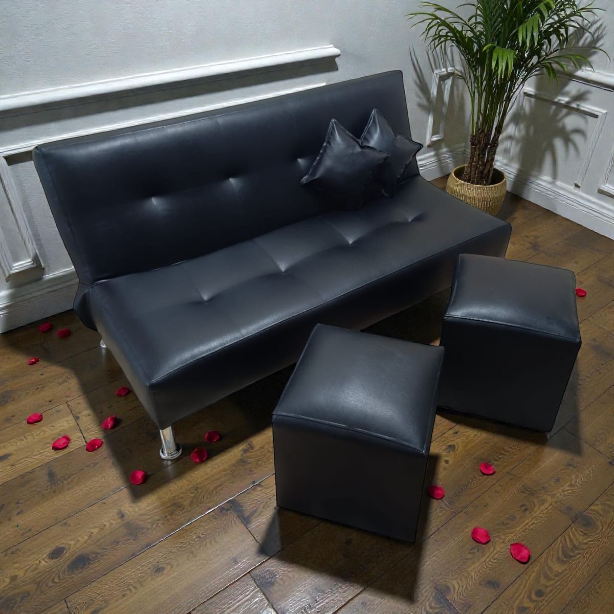 GENERICO - Futón Sally eco cuero Negro