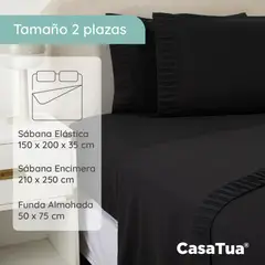 CASATUA - Juego de Sábanas 2 Plazas Liso con Fundas
