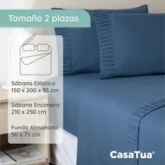 CASATUA - Juego de Sábanas 2 Plazas Liso con Fundas