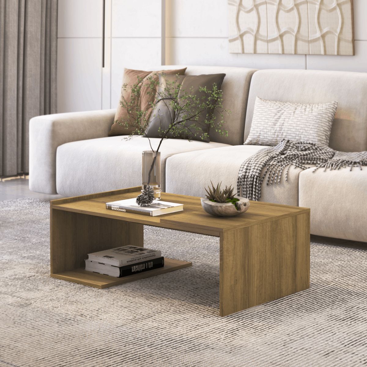 EXIT - Mesa de Centro Rectangular 90x54x31 cm Marrón Torino