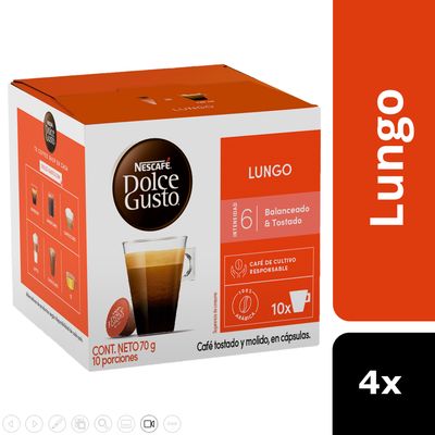Imagen 2 del producto Pack 4 Café NESCAFÉ DOLCE GUSTO® Lungo 10 Cápsulas