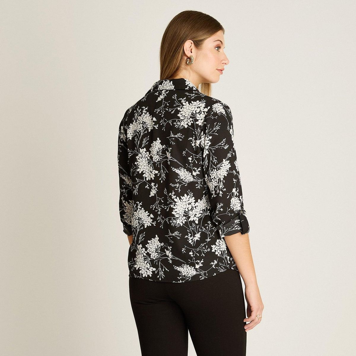 LORENZO DI PONTTI - Blusa Camisera Georgette Estampada Básica