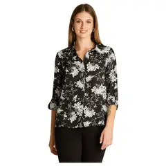 LORENZO DI PONTTI - Blusa Camisera Georgette Estampada Básica