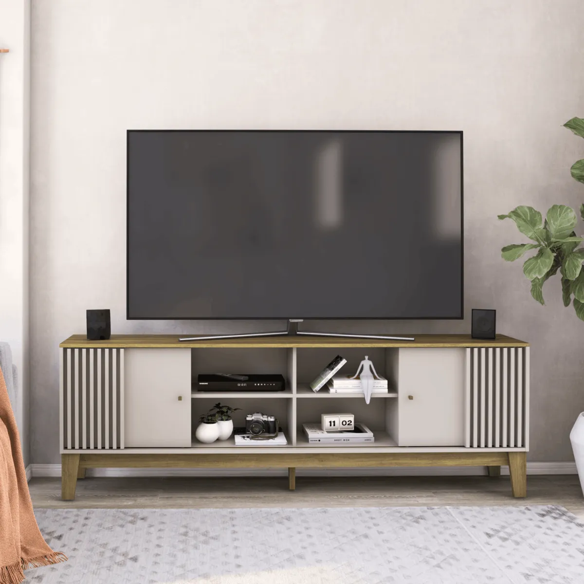 EXIT - Rack TV hasta 80 pulgadas 200x66x36 Beige Florencia