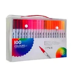 GENERICO - Plumones Pincel Brush 100 Colores Marcadores Doble Punta