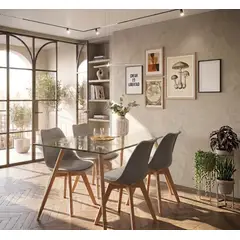GENERICO - COMEDOR 120X80 DE VIDRIO + 6 SILLAS TULIP BLANCAS