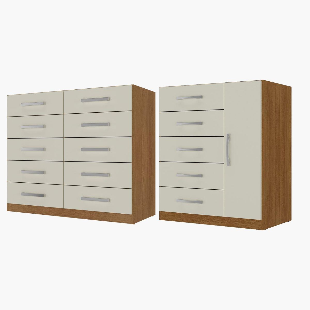 MOVELARIA - Combo comoda 10 cajones + comoda 5 cajones 1 puerta off white r1051