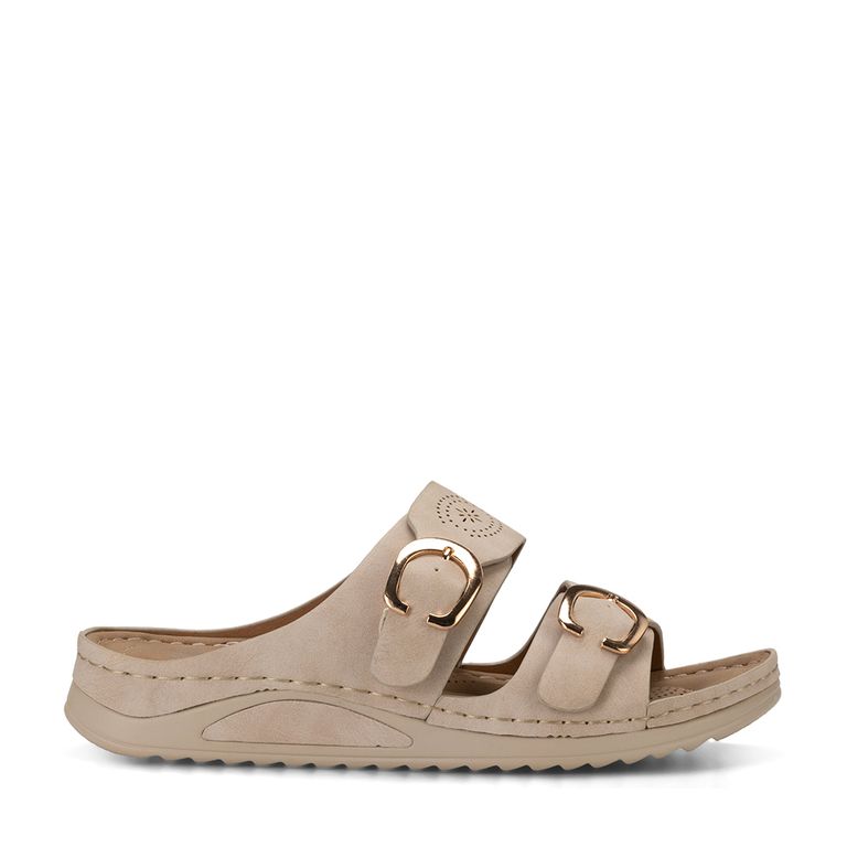 Sandalia Plana Casual Mujer Beige JN31