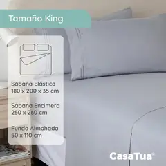 CASATUA - Sabana 1800 Hotel Ultra Suave + Funda Bordada King Color Gris