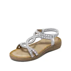 WEIDE - Sandalia Plana casuales Pedrería Mujer Js76
