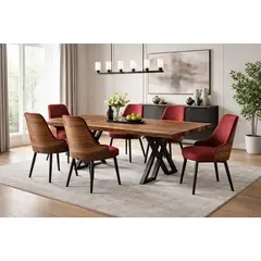 GENERICO - Mesa Comedor Ahsap Kutuk para 6 personas con 6 sillas 80x120cm