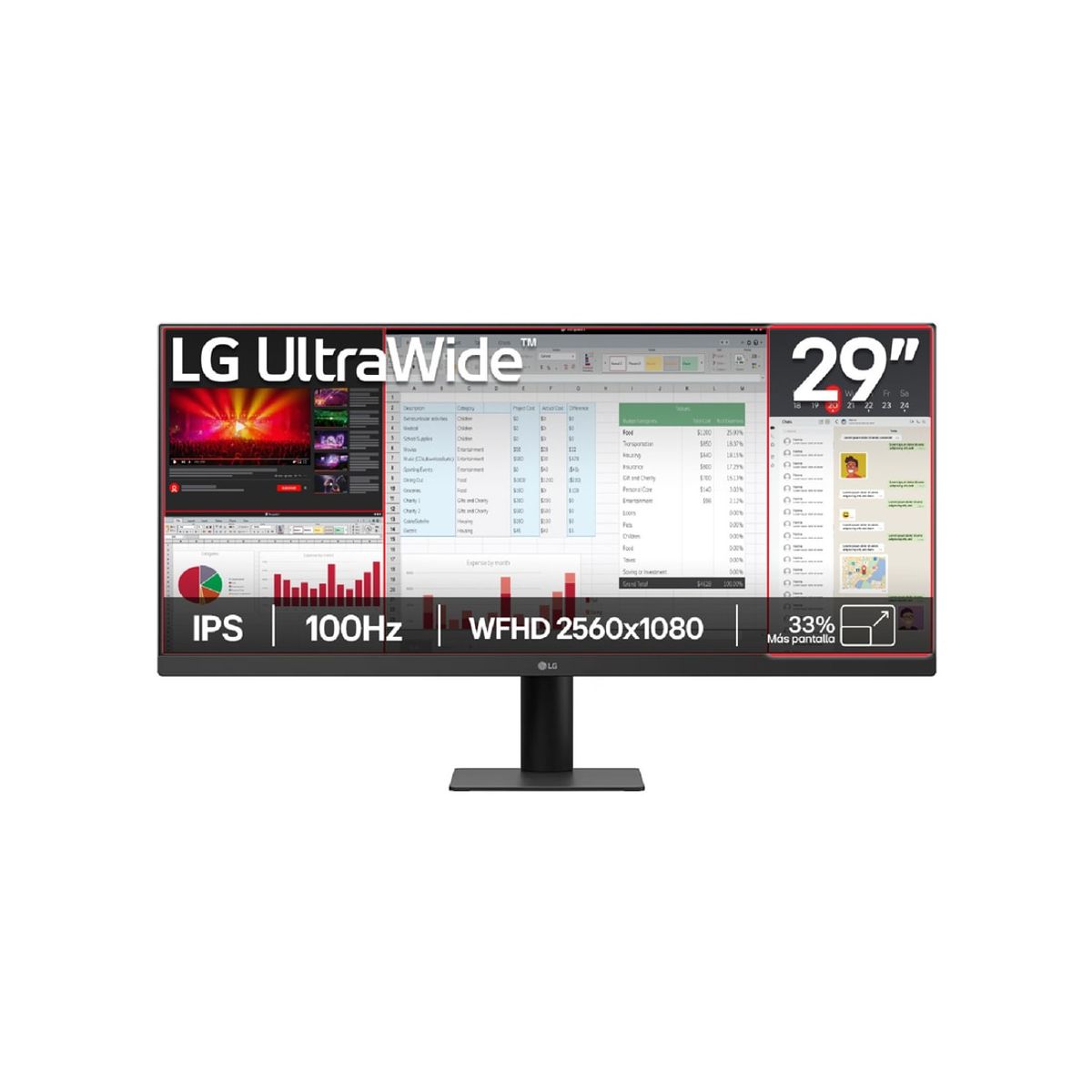 LG - Monitor LG UltraWide 29 WFHD 100Hz IPS compacto para tu espacio 29U511A-B