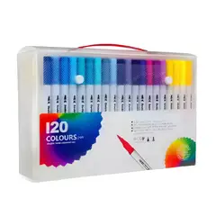 GENERICO - Plumones Pincel Brush 120 Colores Marcadores Doble Punta