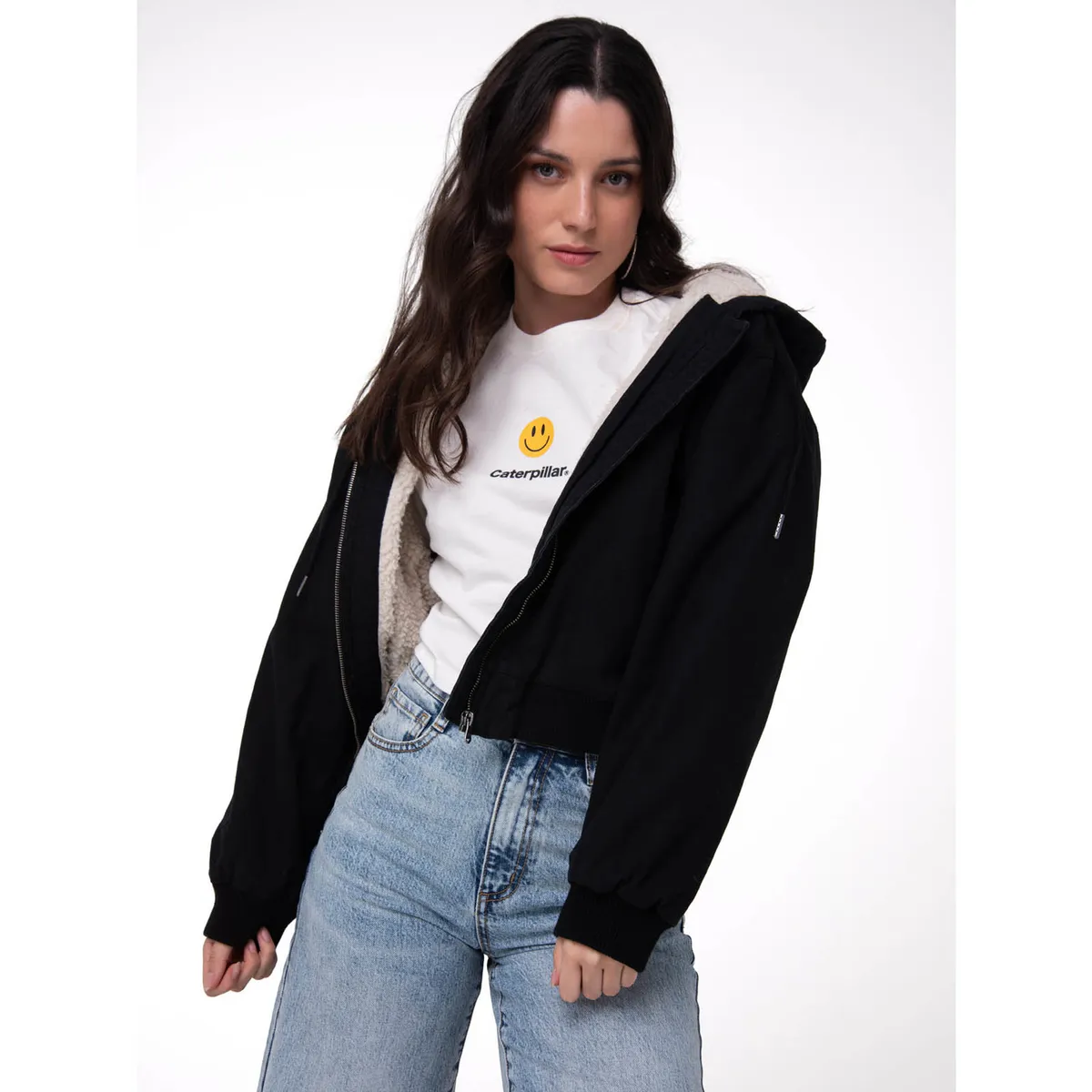 CAT - Chaqueta Mujer Canvas Sherpa Negro CAT