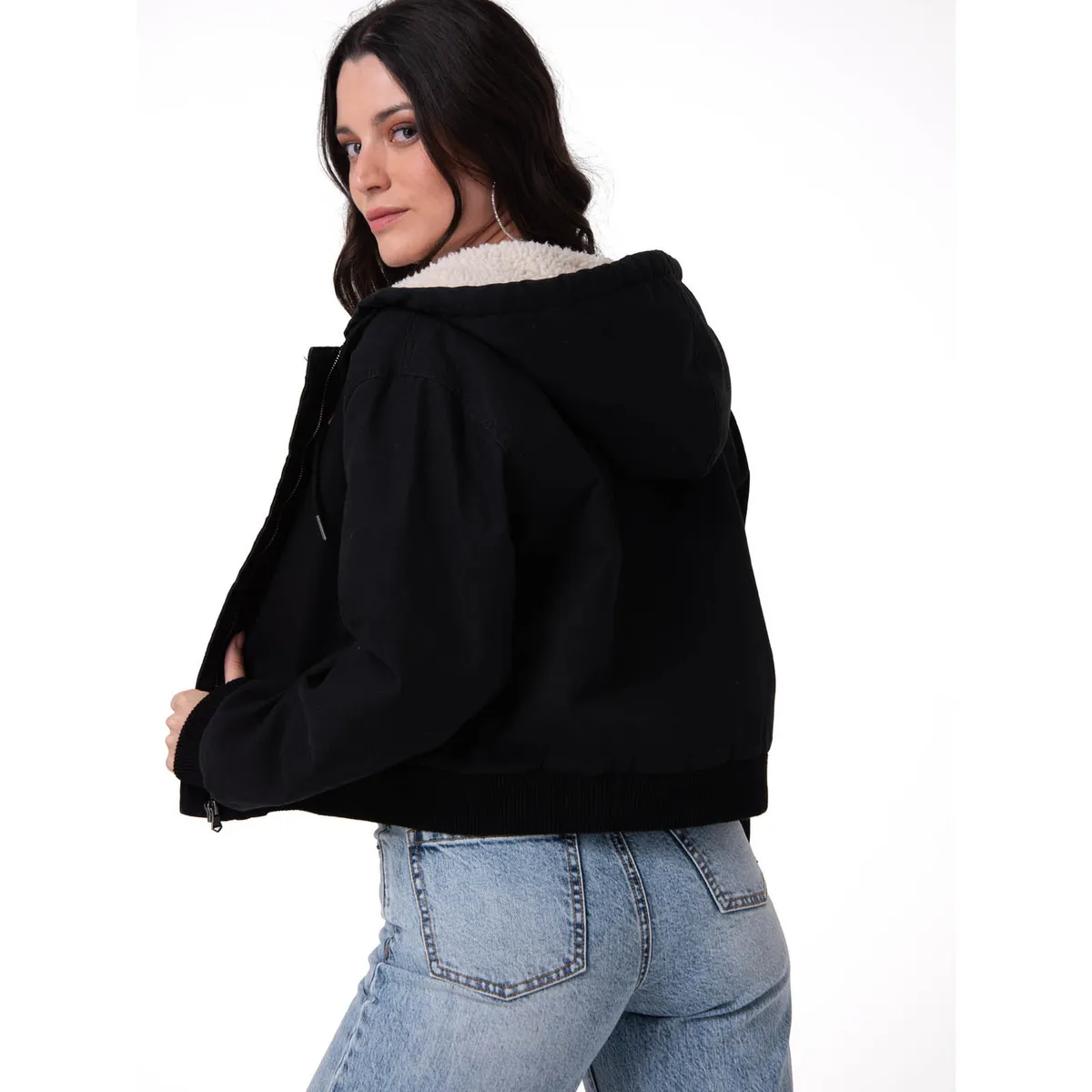 CAT - Chaqueta Mujer Canvas Sherpa Negro CAT