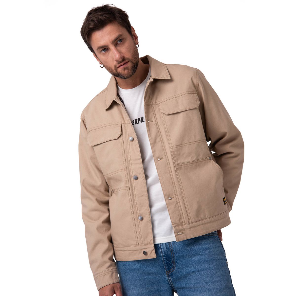 CAT - Chaqueta Hombre Canvas Flannel Beige CAT