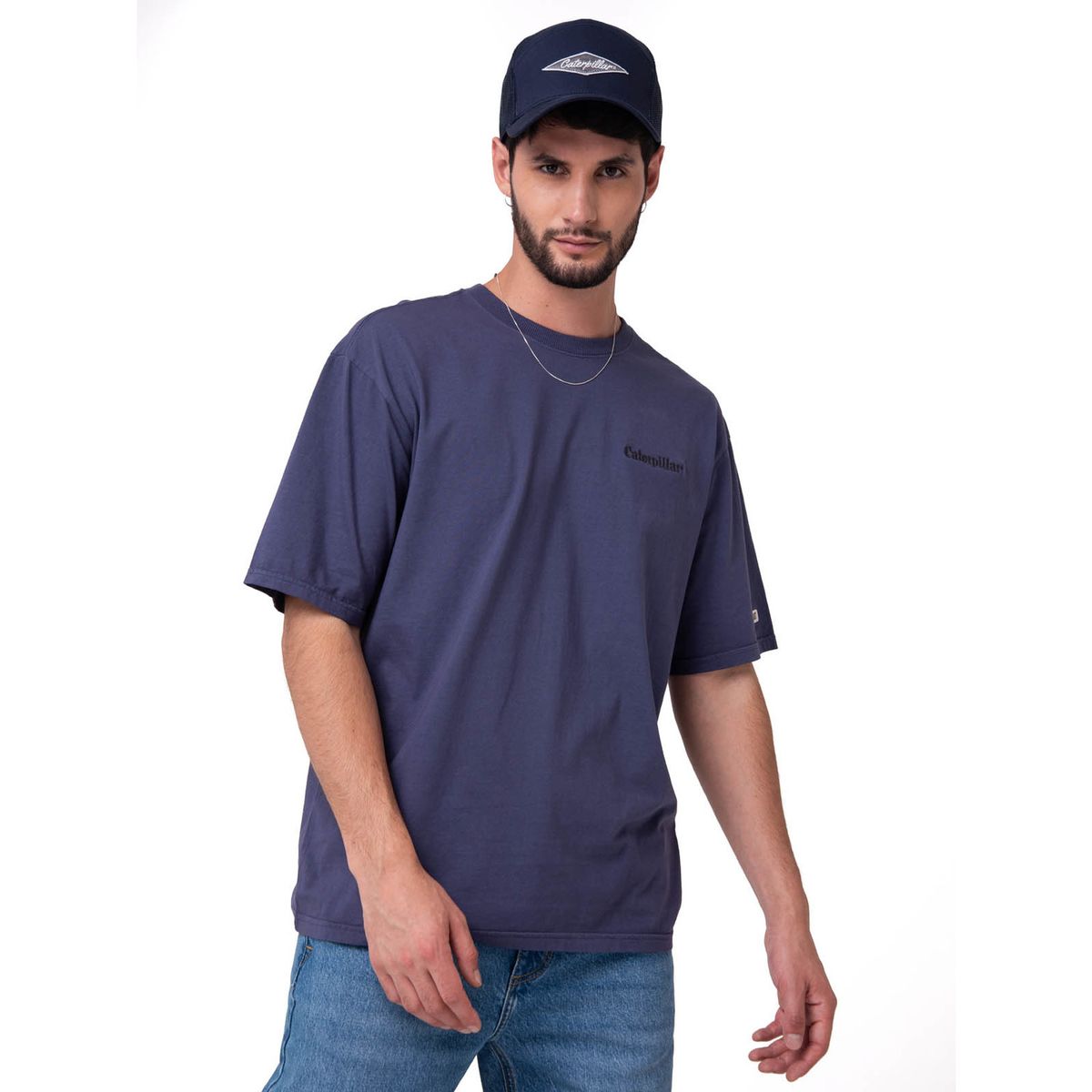 CAT - Polera Manga Corta Heavyweight Relaxed Azul CAT