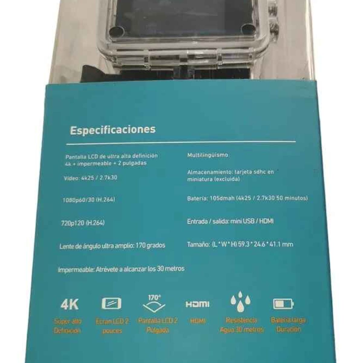 GENERICO - Camara De Accion Sports Hd 12 Mp 30m Impermeable Negro