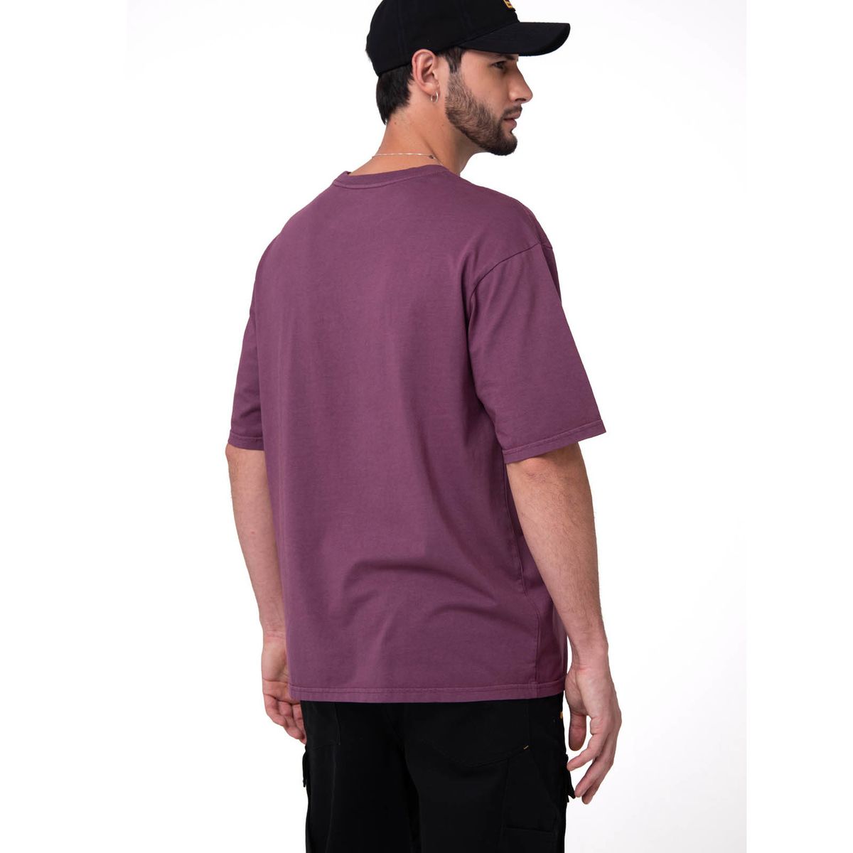 CAT - Polera Manga Corta Heavyweight Relaxed Burdeo CAT