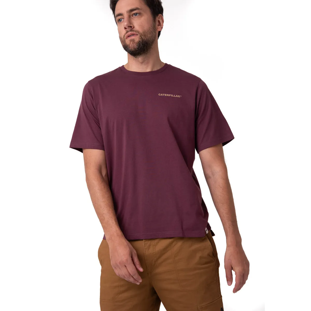 CAT - Polera Manga Corta Hombre Heritage Burdeo CAT
