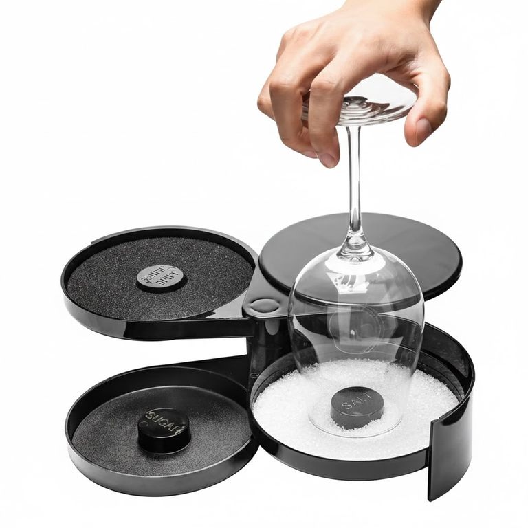 GENERICO Escarchador De Vasos Orillador Copas Set Bartender 3 Bandeja