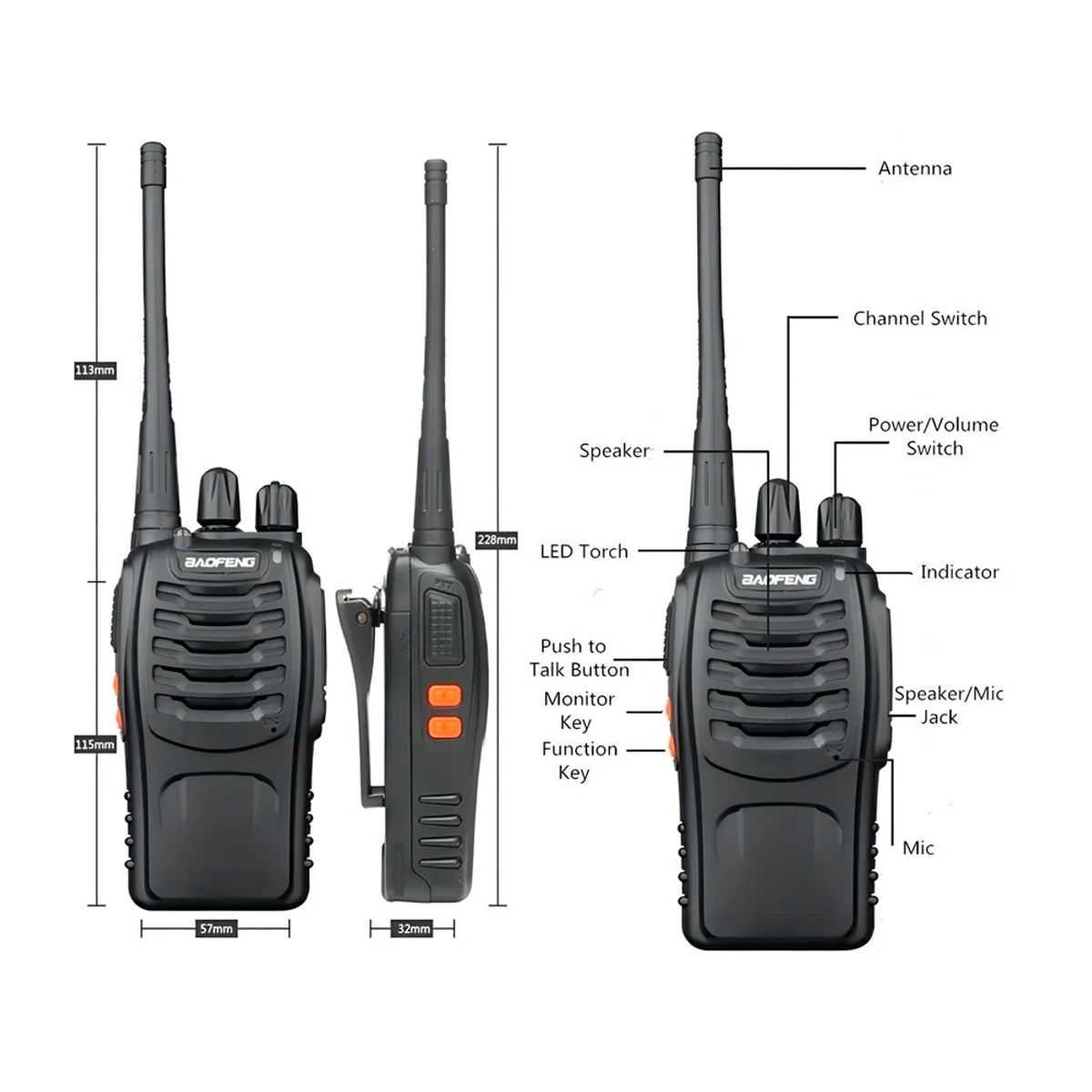 GENERICO - Radios Walkie Talkie BF-888S Recargable Manos Libres Color Negro
