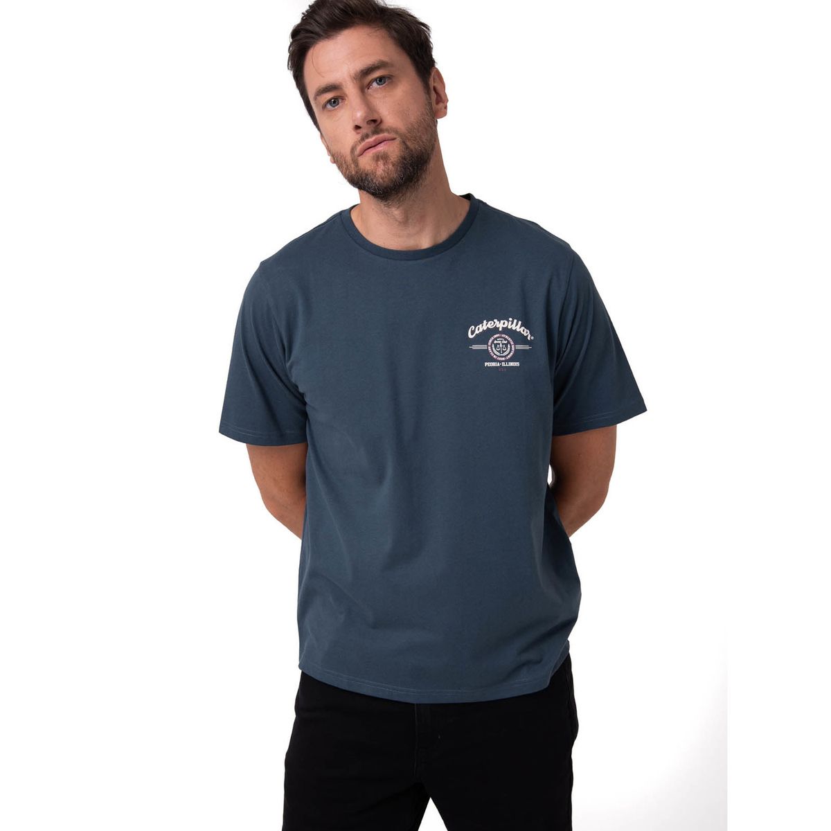 CAT - Polera Manga Corta Hombre Varsity Azul CAT