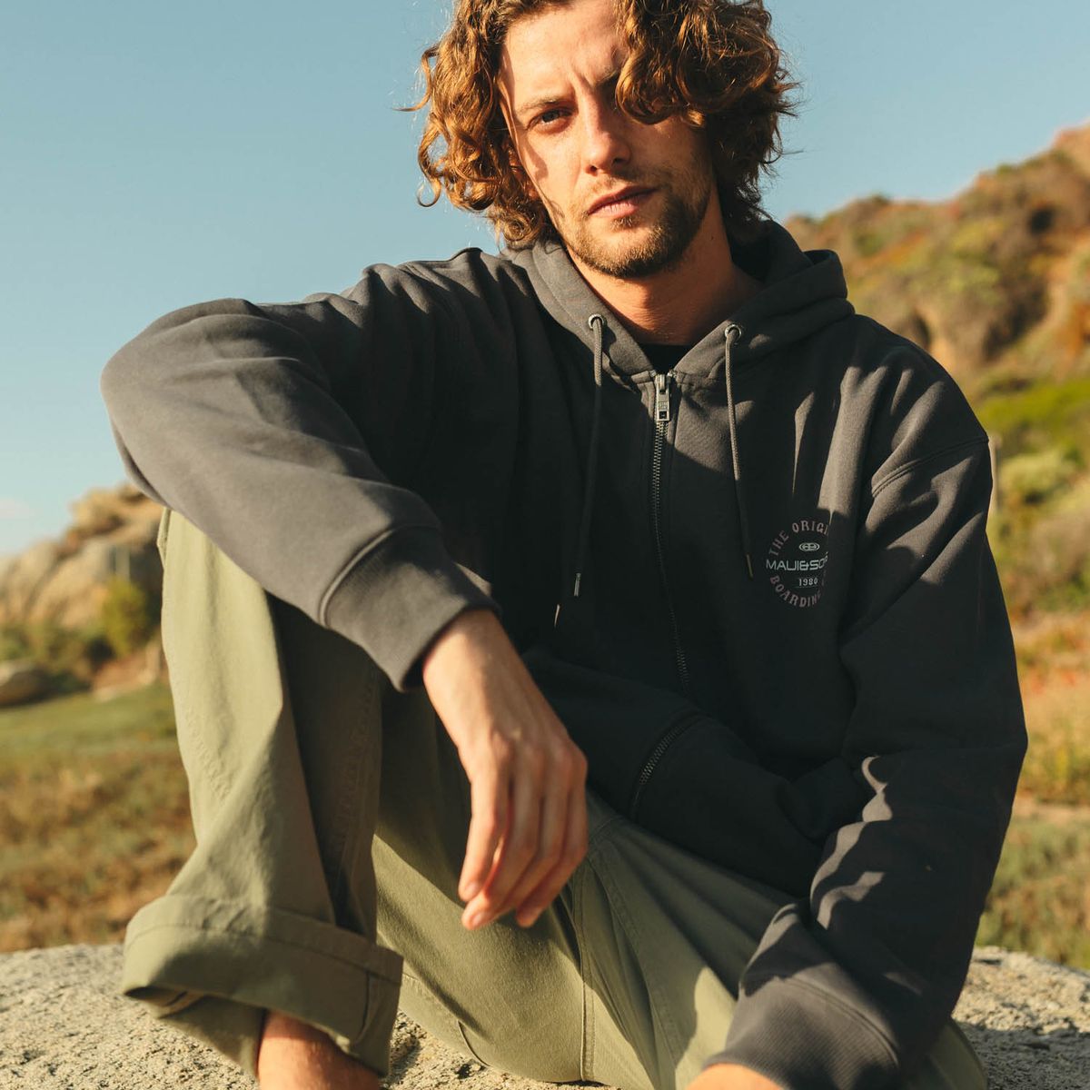 MAUI AND SONS - Poleron FZ Waveon Gris Hombre Maui And Sons