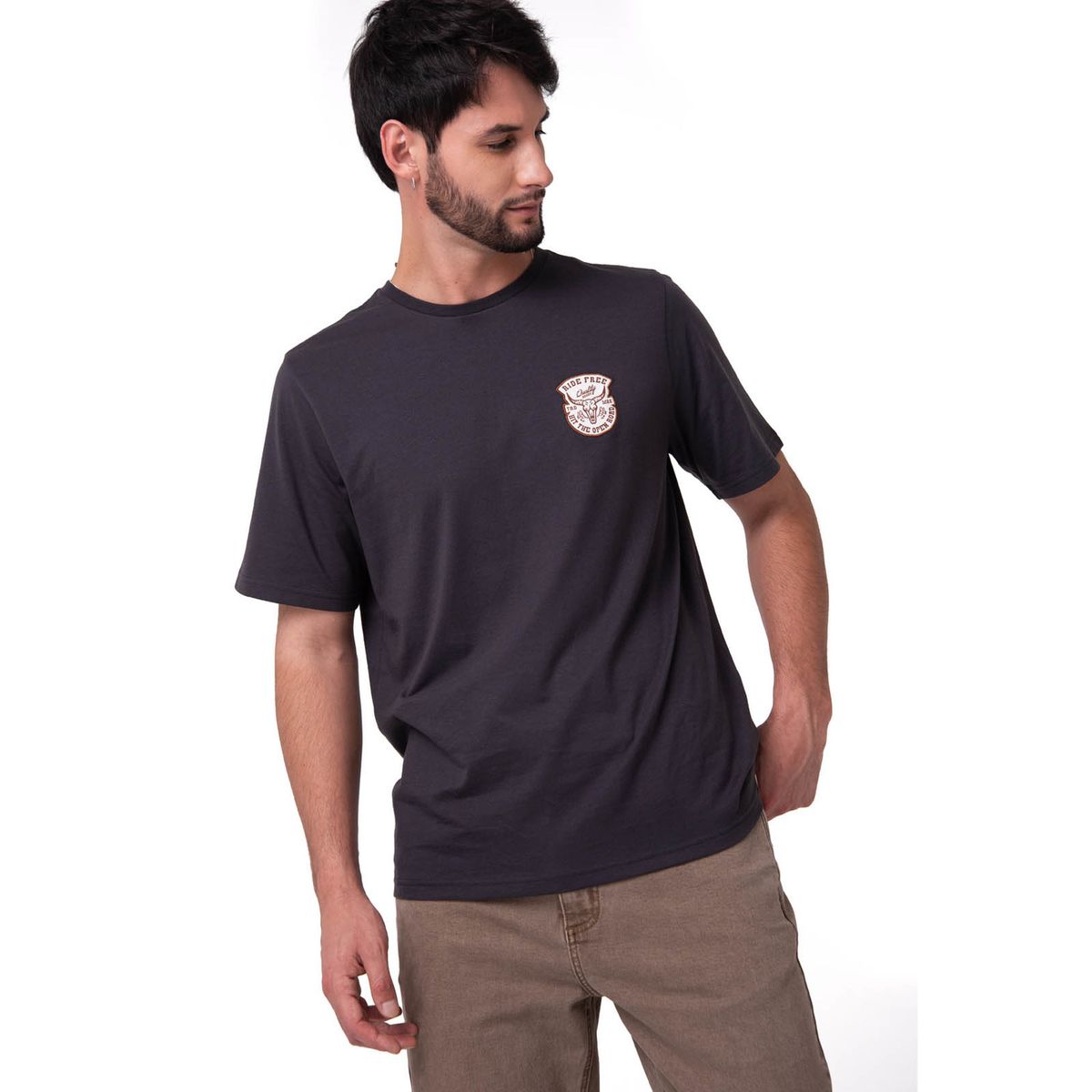 CAT - Polera Manga Corta Hombre Western Gris Oscuro CAT