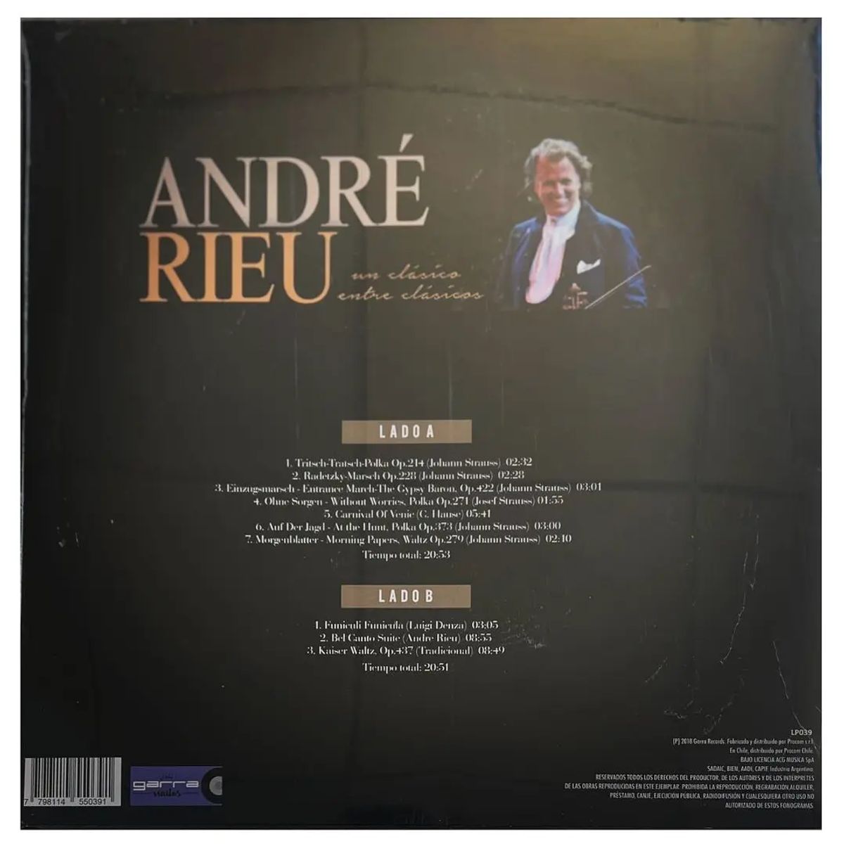 HITWAY MUSIC - ANDRE RIEU - UN CLASICO ENTRE CLASICOS - VINILO