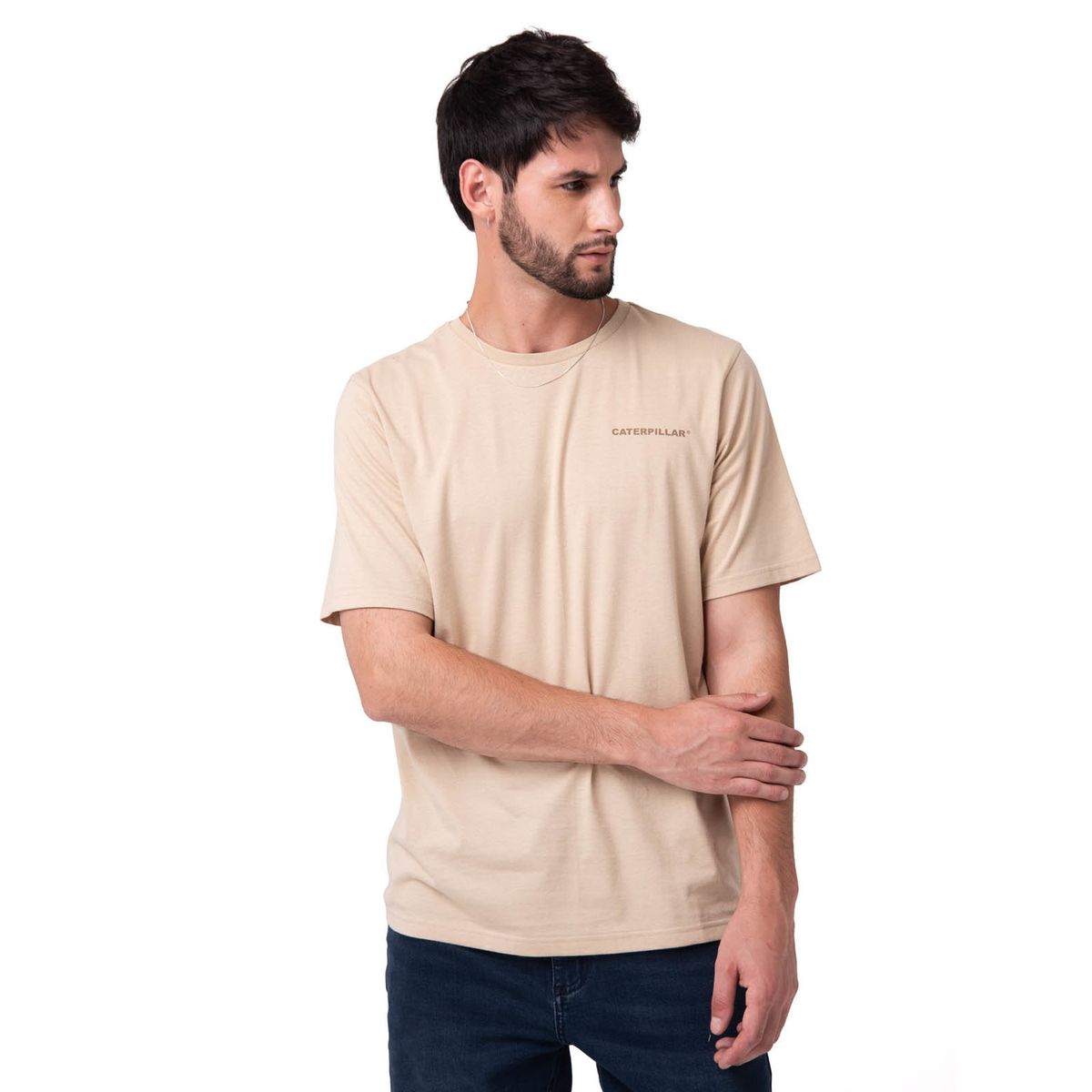 CAT - Polera Manga Corta Hombre Heritage Beige CAT