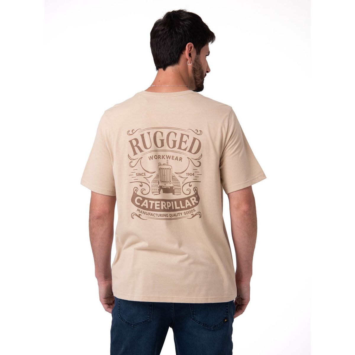 CAT - Polera Manga Corta Hombre Heritage Beige CAT